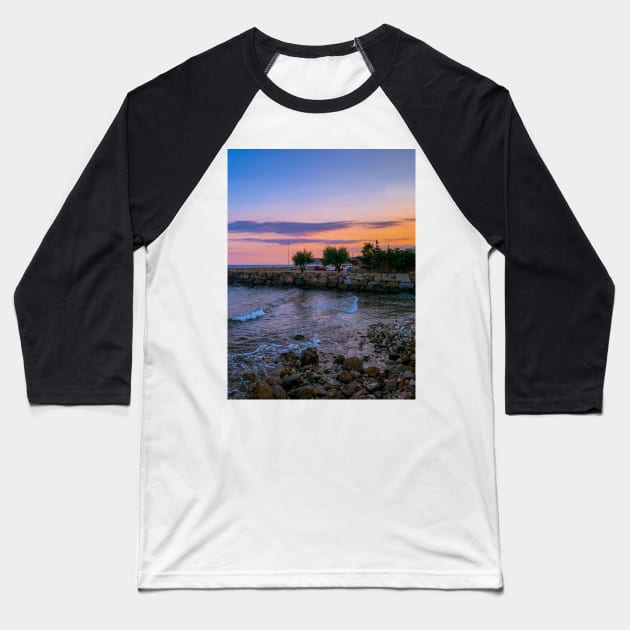 Summer Sunset Italy Beach Travel Vacation Baseball T-Shirt by eleonoraingrid